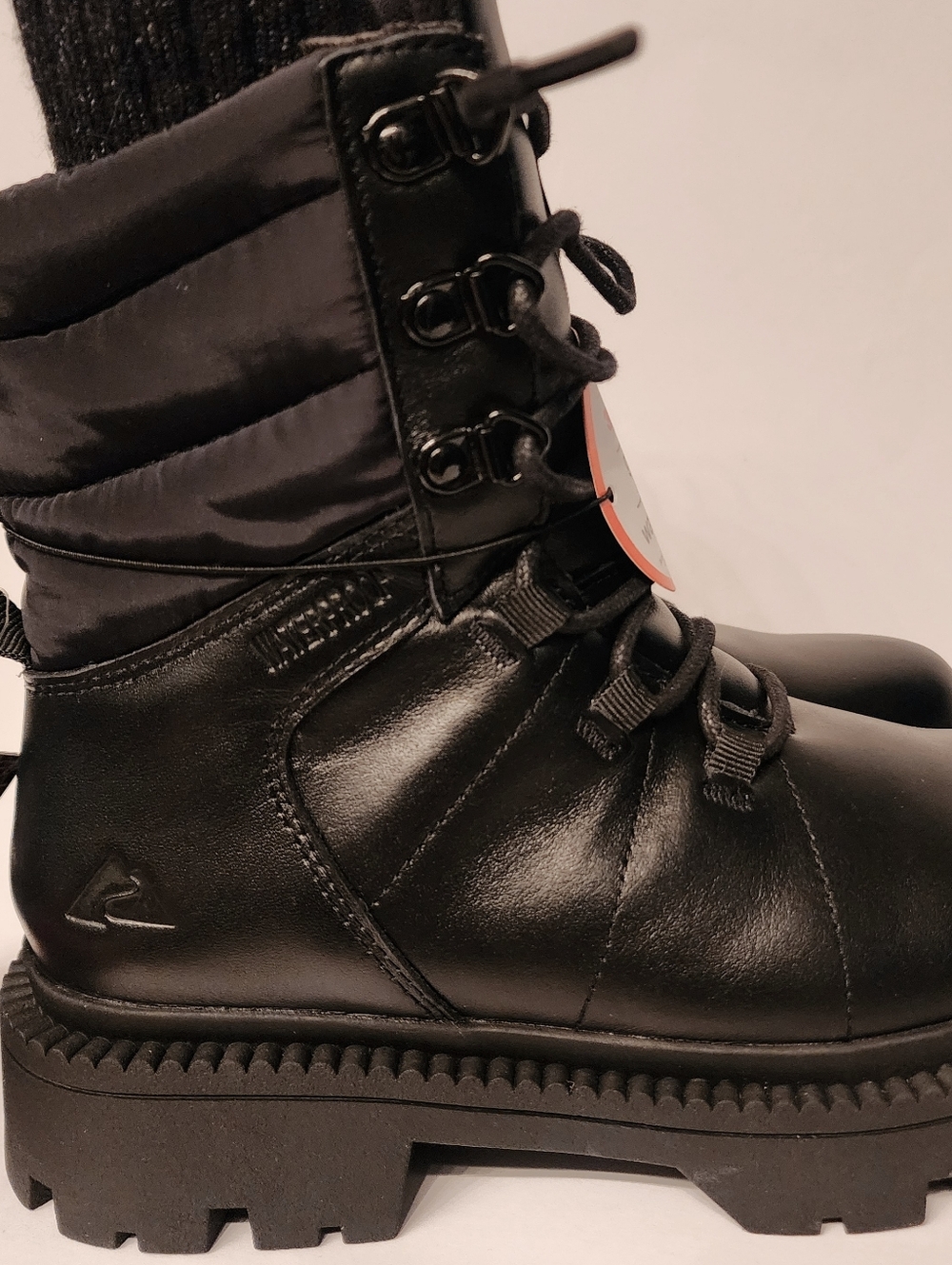 OZARK TRAIL Woman's Snow Waterproof Leather Combat Boots In Black - Picture 7 of 14